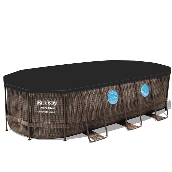 Bestway - 56716 Oval Above Ground Pool With Swim Vista Porthole