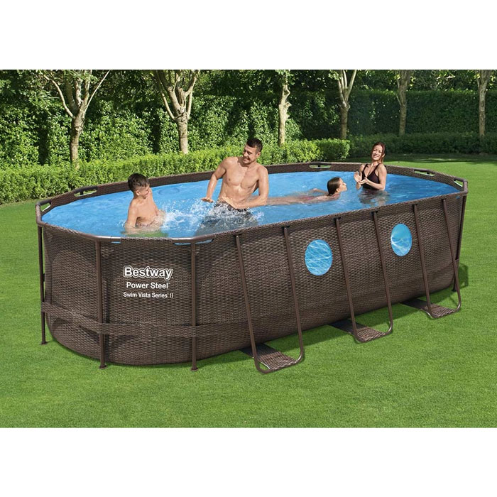Bestway - 56716 Oval Above Ground Pool With Swim Vista Porthole