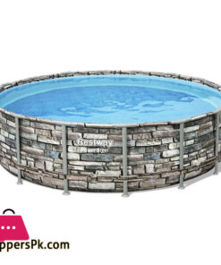 Bestway Power Steel - 56966 Round Bove Ground Pool With Stone Effect 488x122cm