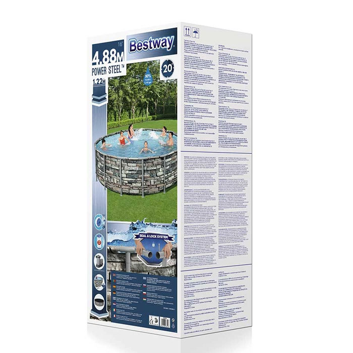 Bestway Power Steel - 56966 Round Bove Ground Pool With Stone Effect 488X122Cm