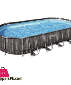Bestway Power Steel Metal Frame Oval Rattan Grey Pool - 5611T - 24ft x 12ft x 48in