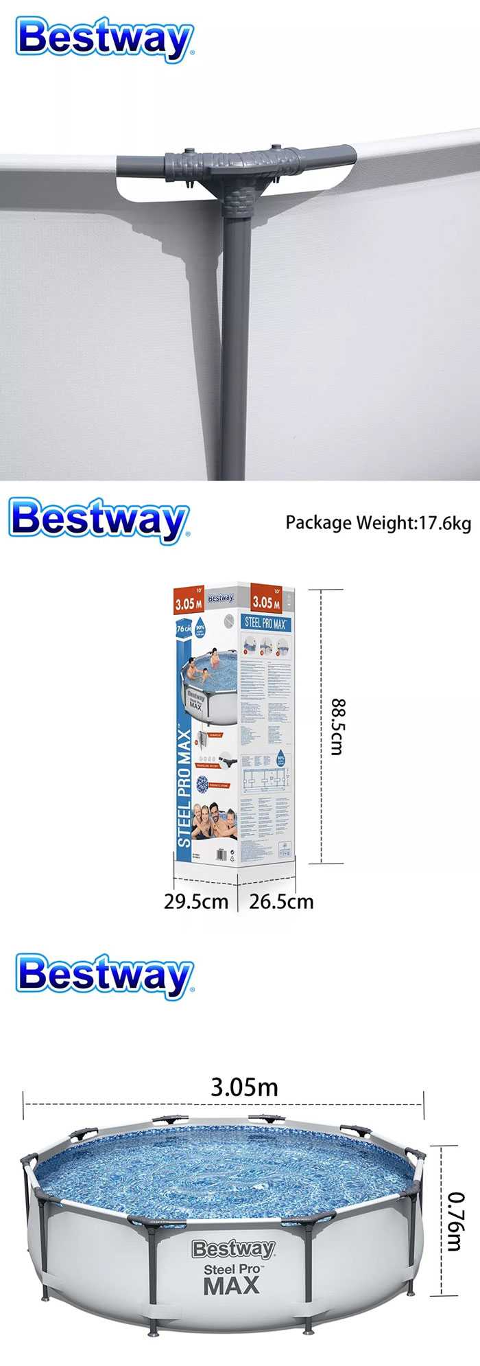 Bestway - 56406 Steel Pro Round Swimming Pool 10 X 30