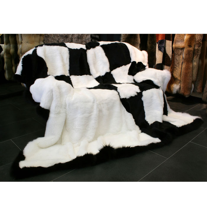 Black And White Rabbit Fur Throw