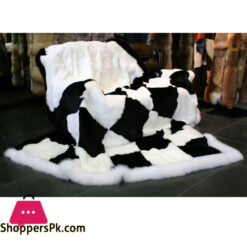 Black And White Rabbit Fur Throw