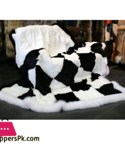 Black And White Rabbit Fur Throw
