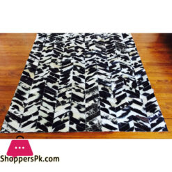 Black and White Chevron Cowhide Patchwork Rug