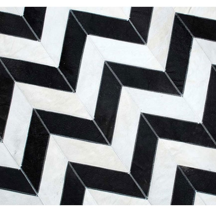 Black And White Chevron Design Cowhide Patchwork Rugs