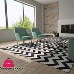 Black and White Chevron Design Cowhide Patchwork Rugs