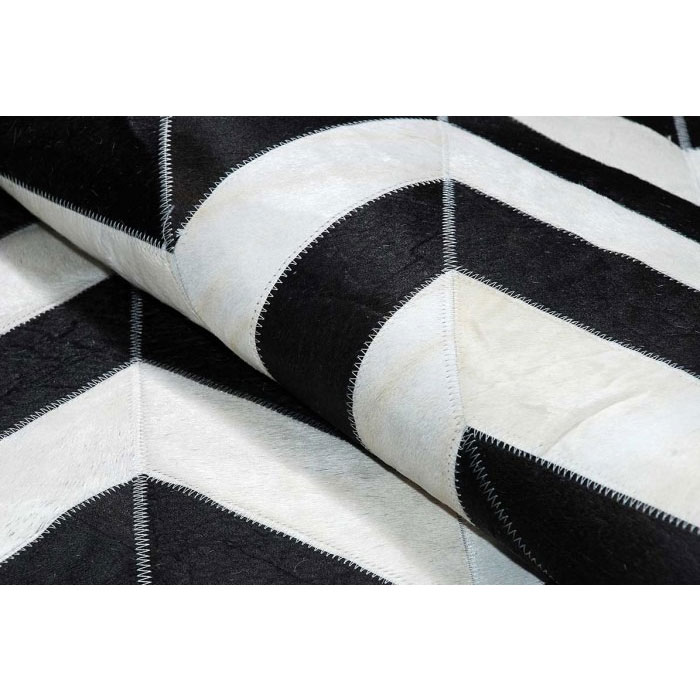 Black And White Chevron Design Cowhide Patchwork Rugs
