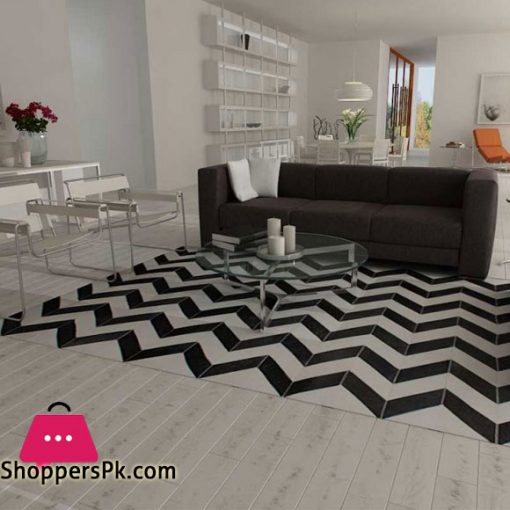 Black and White Chevron Design Cowhide Patchwork Rugs