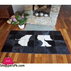 Brazilian Genuine Black And White Cowhide Floor Decoration Rug