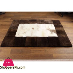 Brown and White Sheepskin Patchwork Rug