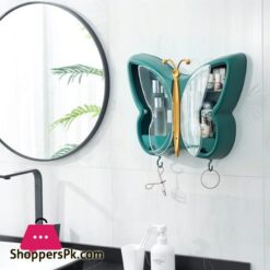 Plastic Wall-Mounted Makeup Organizer, Creative Cosmetics Storage Box, Butterfly