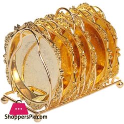 6Pcs Classical Golden Cocktail Metal Coaster Continental Vintage Zinc Stainless Steel Silver Plated Gold Plated Mat Mj708|Mats &Amp; Pads