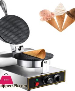 VEVOR Commercial Ice Cream Cone Waffle Maker Machine 110V Electric Waffle Cone Machine 1200W Stainless Steel Egg Cone Baker w Non Stick Teflon Coating Temp Time Control for Restaurant Bakeries