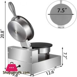 Vevor Commercial Ice Cream Cone Waffle Maker Machine 110V Electric Waffle Cone Machine 1200W Stainless Steel Egg Cone Baker W Non Stick Teflon Coating Temp Time Control For Restaurant Bakeries