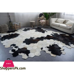 Cowhide Patchwork Rug Beehive Design Cowhide Patchwork Rug