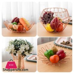 Creative Multifunctional Storage Basket Stainless Steel Household Fruit Tray Simple Telescopic Folding Flower Basket|Storage Trays