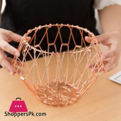 Creative Multifunctional Storage Basket Stainless Steel Household Fruit Tray Simple Telescopic Folding Flower Basket|Storage Trays