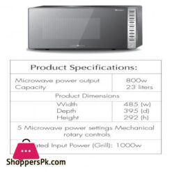 Dawlance Microwave Oven -Dw-393 Gss -23Ltr- Silver