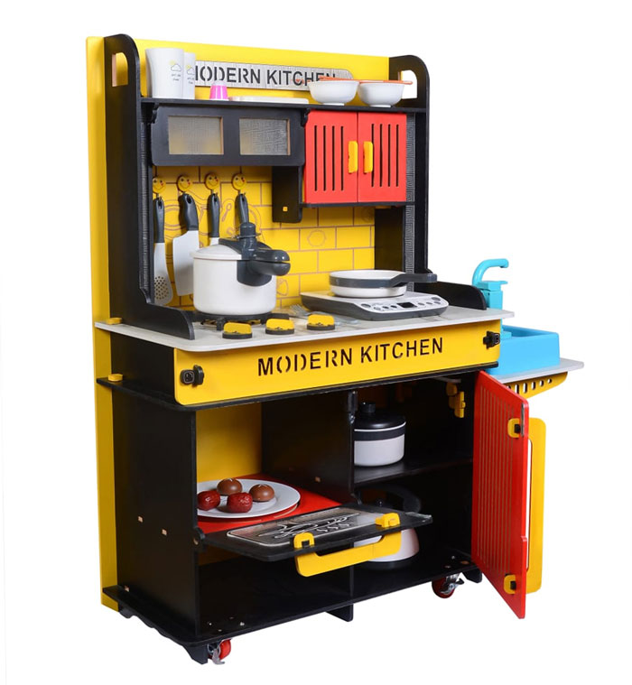 Deluxe Big And Bright Wooden Play Kitchen Pretend Cooking Food Set Toddler Gift Toy