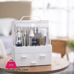 Small Desktop Makeup Organizer Cosmetic Storage Box With Dustproof Lid|Storage Boxes &Amp; Bins