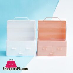 Small Desktop Makeup Organizer Cosmetic Storage Box With Dustproof Lid|Storage Boxes &Amp; Bins