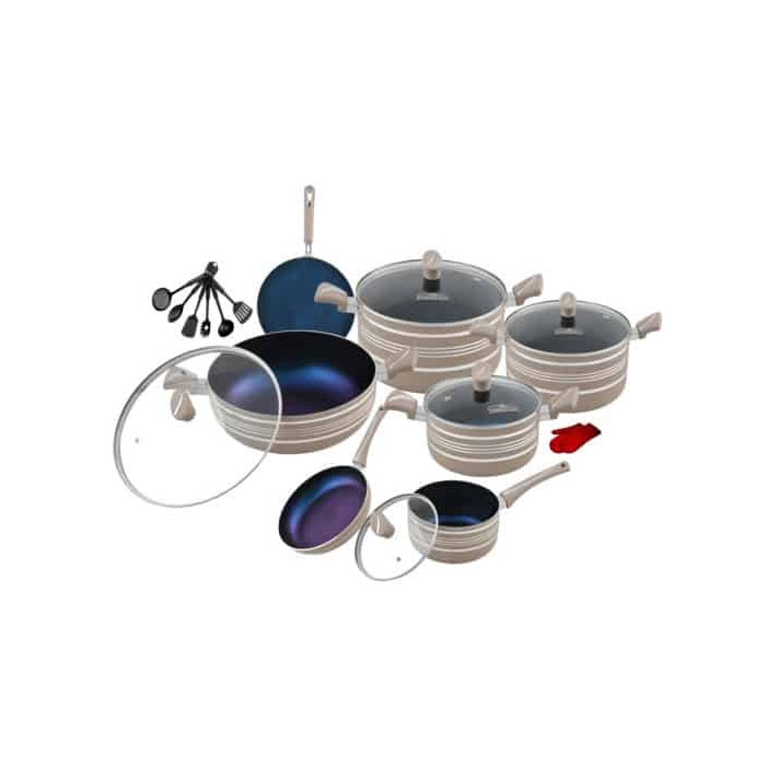 Domestic Stylish Nonstick Gift Pack 20Pcs With Glass Lid