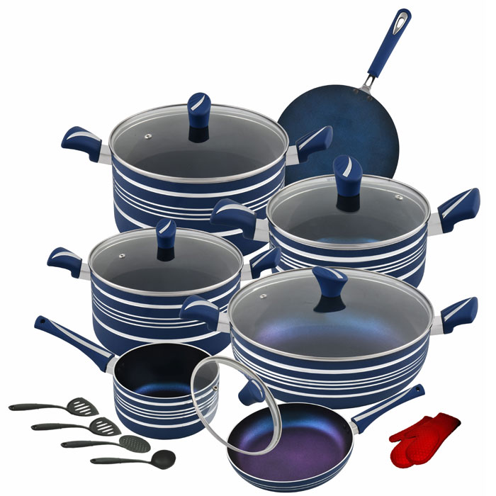 Domestic Stylish Nonstick Gift Pack 20Pcs With Glass Lid