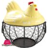 Egg Basket,Eggs Holder Basket, Organizer Storage Wrought Wire Restaurant Storage Basket,Kitchen Hen Decor (Yellow)