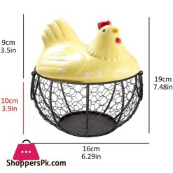 Egg Basket,Eggs Holder Basket, Organizer Storage Wrought Wire Restaurant Storage Basket,Kitchen Hen Decor (Yellow)