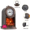 Fireplace Lantern, Jiguoor Decorative Lanterns For Indoors With Clock Usb And Battery Operated Tabletop Fireplace, Flameless Fake Fireplace For Home Decor, Bedroom, Outdoor(No Heater Function, M )