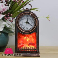 Fireplace Lantern, Jiguoor Decorative Lanterns For Indoors With Clock Usb And Battery Operated Tabletop Fireplace, Flameless Fake Fireplace For Home Decor, Bedroom, Outdoor(No Heater Function, M )