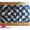 Geometric Base Black And Brown White Cowhide Patchwork Rug