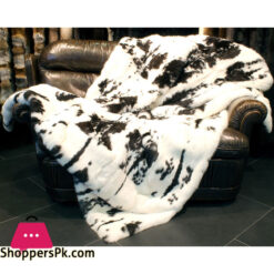 German White And Chocolate Brown Rabbit Fur Throw