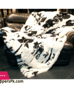 German White And Chocolate Brown Rabbit Fur Throw