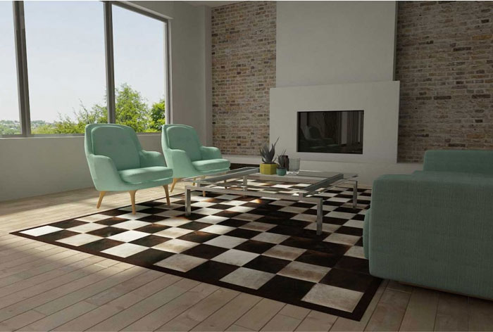 Gray Cowhide Black And Brown Cowhide Patchwork Rugs