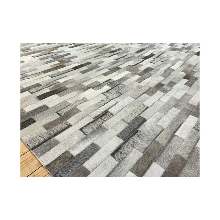 Gray Cowhide Patchwork Rug