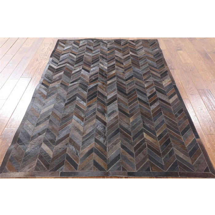 Handmade Cowhide Patchwork Rug Natural Chocolate Brown Cowhide Leather Rug 10Ft X 12Ft