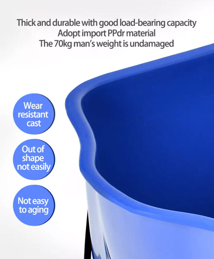 60 Liter Commercial Restaurant Janitorial Cleaning Rolling Industrial Mop Bucket With Down Press Wringer Triple - 44 Liter