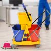 Hotel Equipment Plastic Serving Vehicle Cleaning Trolley Janitor Cart with Cover - 44 Liter