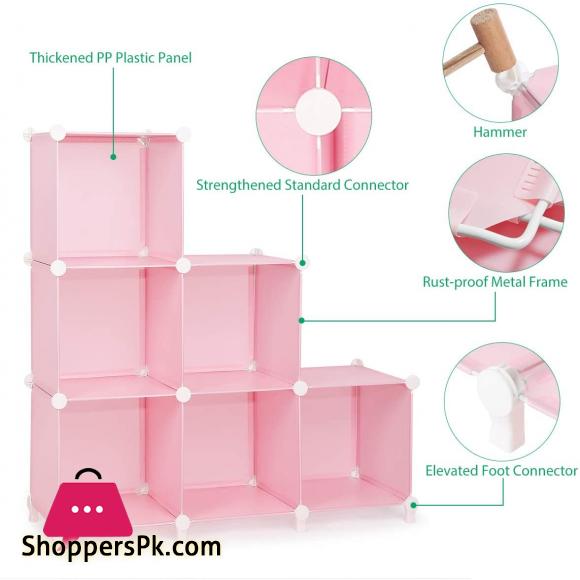 Intelligent Plastic Portable Cube Cabinet with hanging – 6 Cube Flower  Design in Pakistan