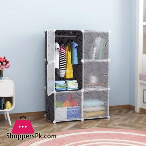 Intelligent Plastic Portable Cube Cabinet with hanging - 6 Cube