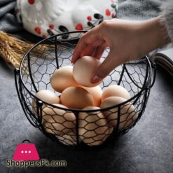 Iron Egg Storage Basket Snack Fruit Basket Creative Collection Ceramic Hen Ornaments Decoration Kitchen Accessories