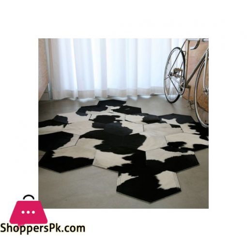 Japanese Patchwork Black And White Hide Rug