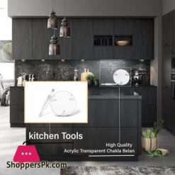 Techsrmaji Kitchen Serving Acrylic Chakla &Amp; Chapati Rolling Board &Amp; Belan For Kitchen- Both Items In One Packet (Transparent, 9 Inch Dia, 0.6 Inch Thickness)