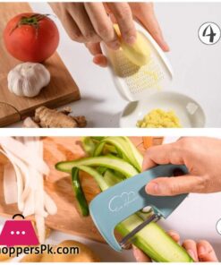Kitchen Gadgets Set 5 Pieces, Space Saving Cooking Tools Cheese Grater, Bottle Opener, Fruit/Vegetable Peeler, Pizza Cutter, Garlic/Ginger Grinder, Stainless Steel Accessories Dishwasher Safe(Blue)…