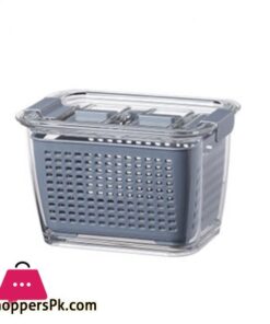 Kitchen Plastic Storage Box Fruit Fresh-Keeping Box Refrigerator Mesh Sieve Storage Organizer Basket Kitchen Tool,S