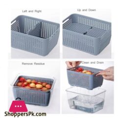 Kitchen Plastic Storage Box Fruit Fresh-Keeping Box Refrigerator Mesh Sieve Storage Organizer Basket Kitchen Tool,S