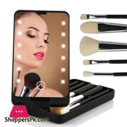 LED Makeup Cosmetic Mirror With LED Full Set Of Brushes Travel Portable Mirror Stroage Box Storage Makeup Organizer Mirror BoxEye Shadow Applicator